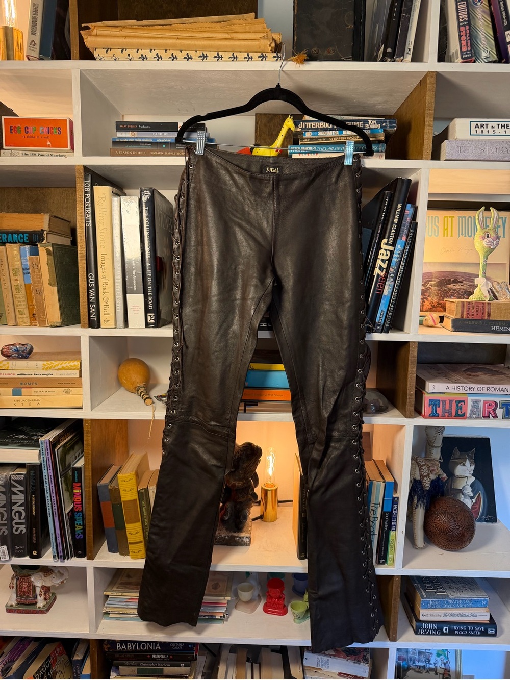 Sigal Vintage Brown Leather Lace-Up Pants